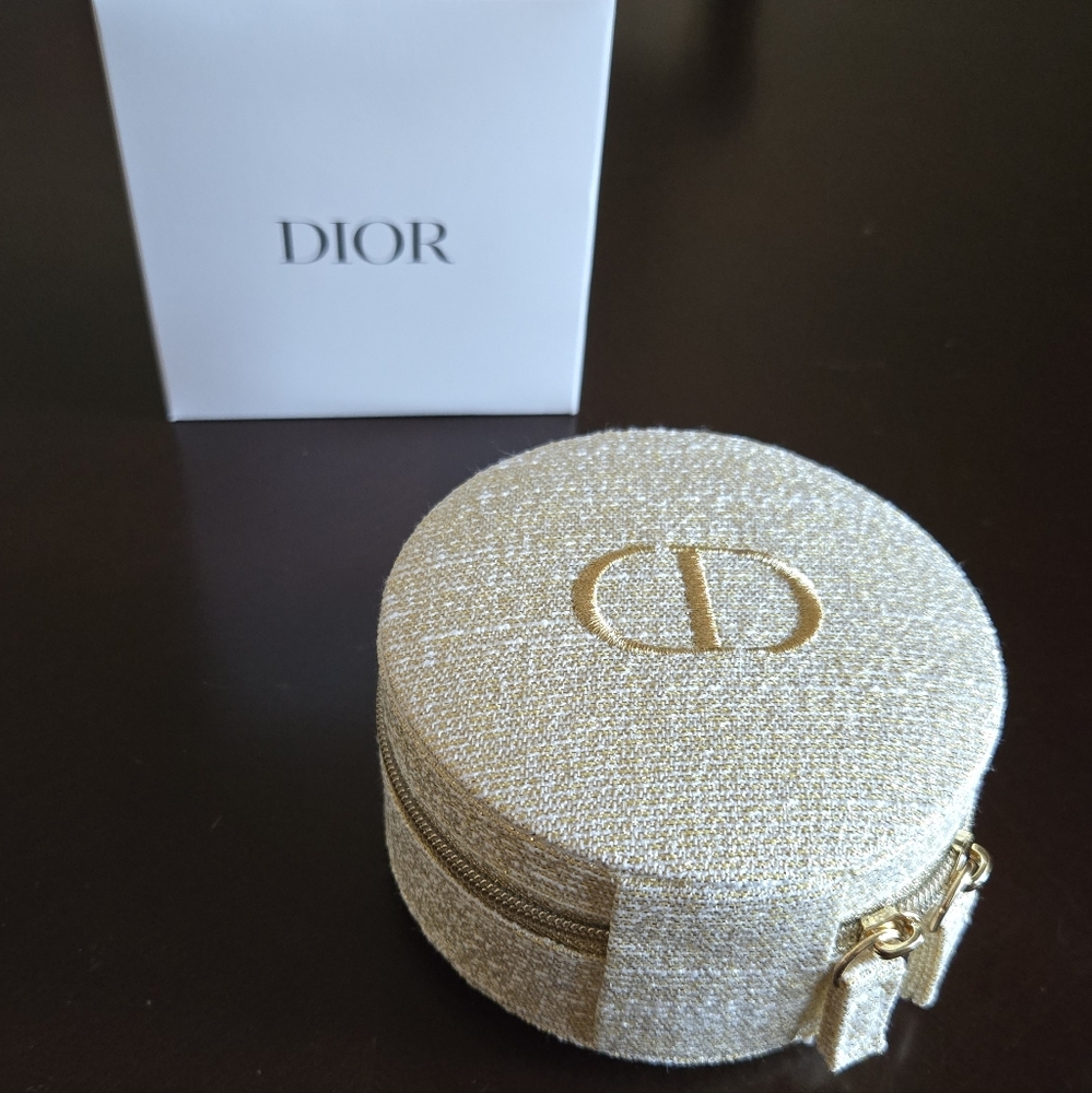 Gold Dior Round Jewelry Case